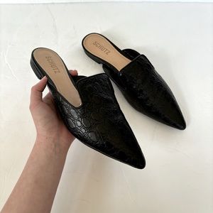 Mule Shoes Black Crocodile Mules THE NOLAN BLACK CROC EMBOSSED MULE